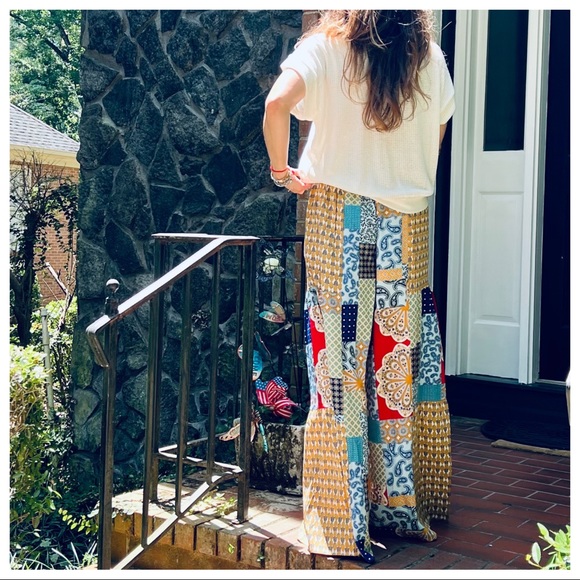Brooke Boho Fabulous Double Tiered Wide Leg Printed Pants - Picture 3 of 7
